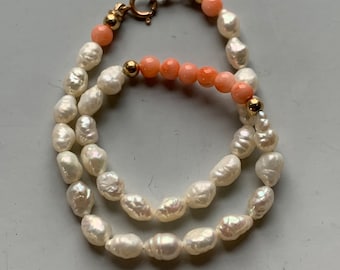 Pearl Coral 14kt Delicate Bracelet