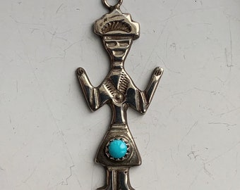 Native American Kachina Pendant Sterling Turquoise