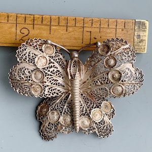 Filigree Sterling Butterfly Pin Vintage