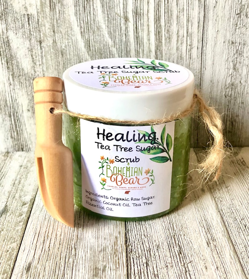 Healing Organic Sugar Scrub All Natural Tea Tree Body Scrub Etsy