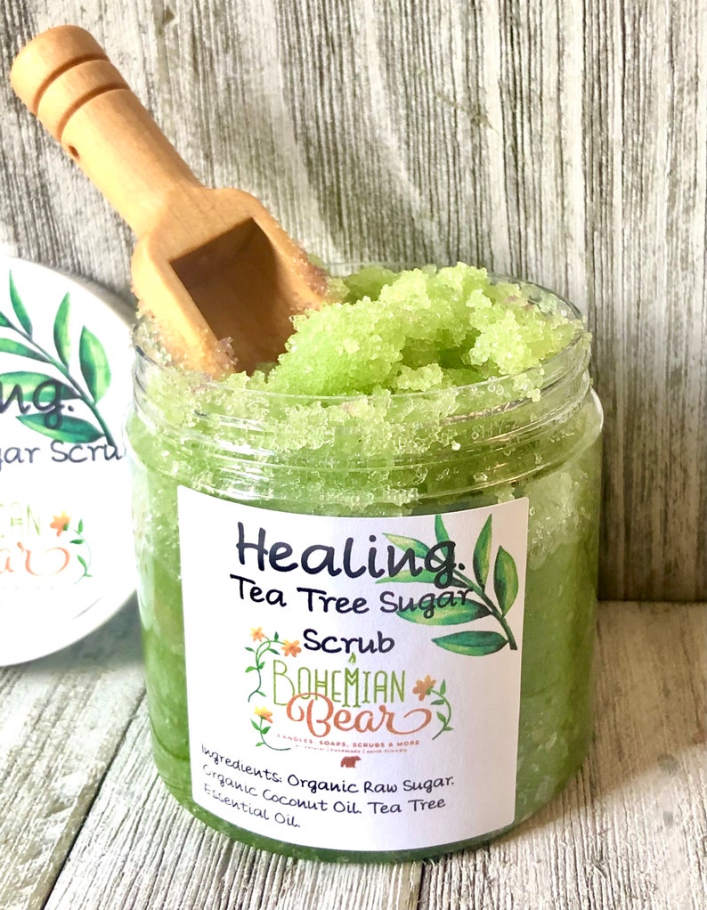 Healing Organic Sugar Scrub All Natural Tea Tree Body Scrub Etsy