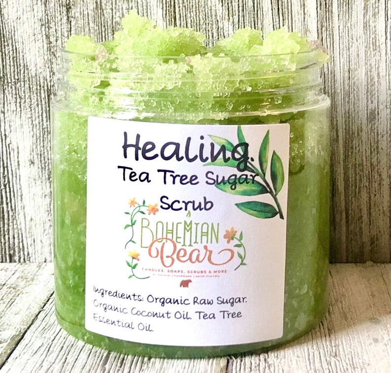 Healing Organic Sugar Scrub All Natural Tea Tree Body Scrub Etsy