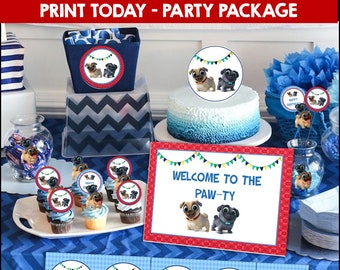 Puppy Dog Pals Birthday - Puppy Dog Pals Party Decorations- Instant Download - Cupcake Toppers - banner - Sign - Puppy Dog Pals red and blue