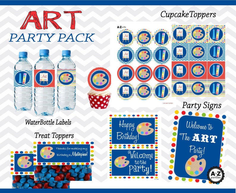 Art Birthday Party Package 100 Items Instant Download DIY Etsy