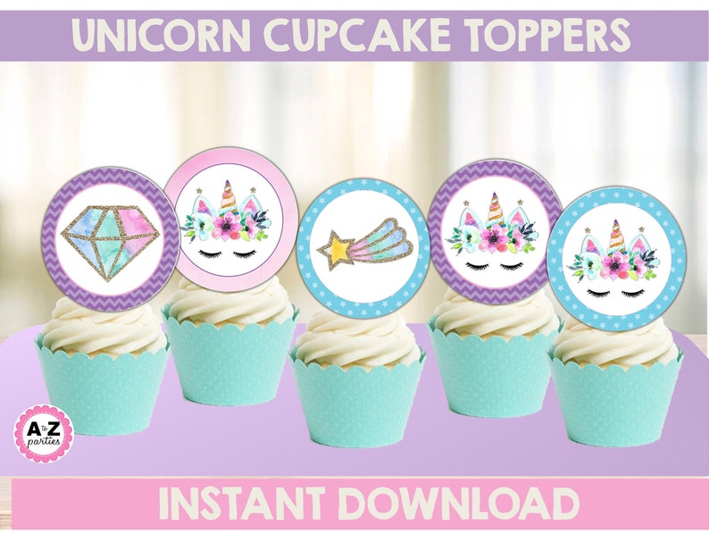Download Centerpiece Cupcake Topper Unicorn Glitter Party UNICORN PARTY Package Signs Unicorn Party birthday- Unicorn Banner
