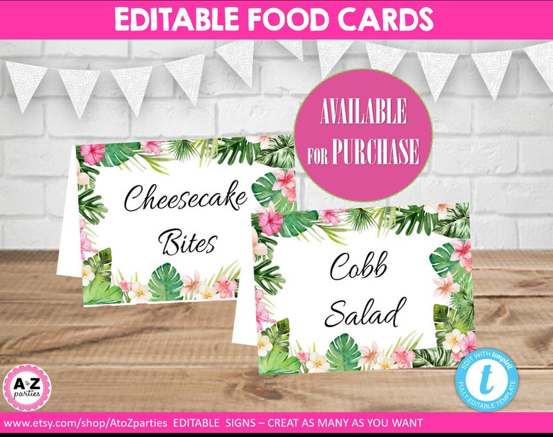 Tropical Name Tags Editable Hawaii Name tags download Etsy