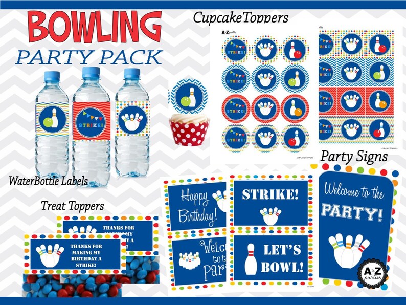 Bowling Birthday Party Package 100 Items Instant Download Etsy