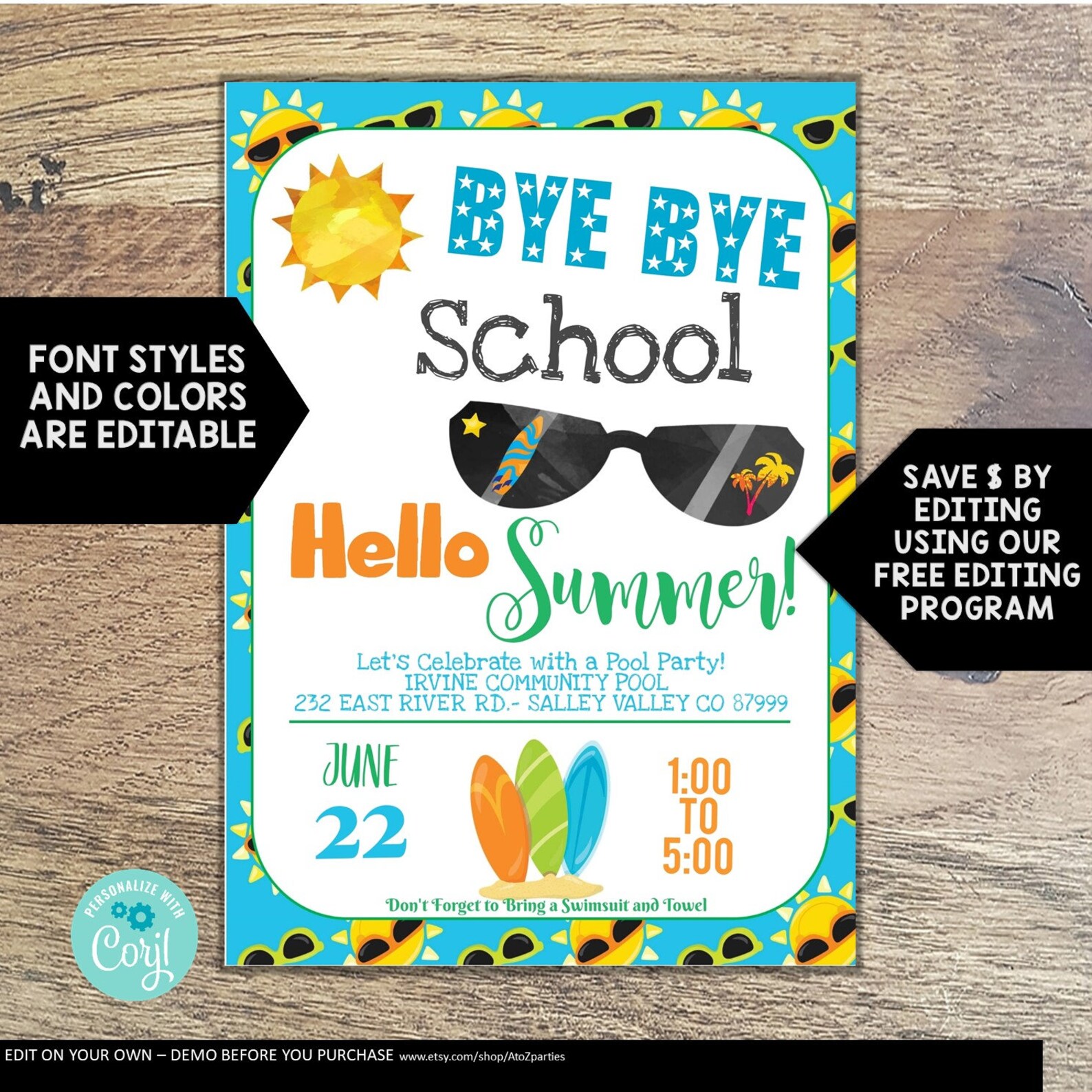 End of School Party Invitation Pool Party Schools Out for | Etsy End of School Party Invitation Pool Party Schools Out for | Etsy