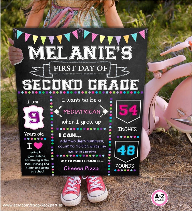 First Day of School Board Birthday Board Editable File Etsy