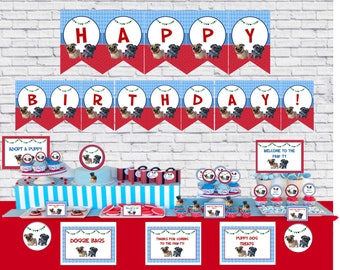Puppy Dog Pals Birthday - Puppy Dog Pals Party Decorations- Instant Download - Cupcake Toppers - banner - Sign - Puppy Dog Pals red and blue