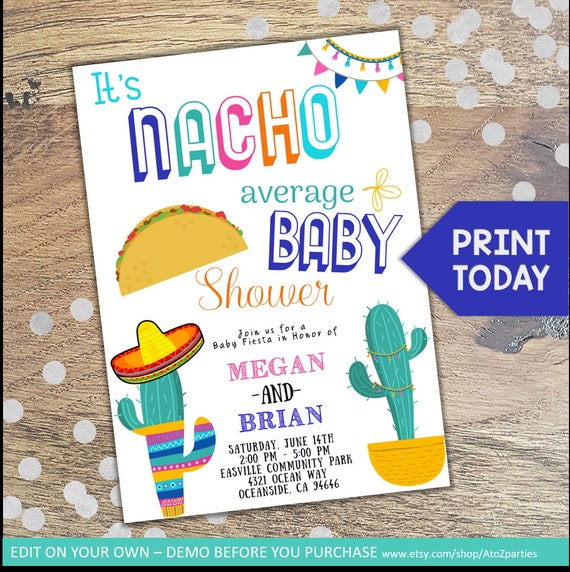 nacho average baby shower invitations