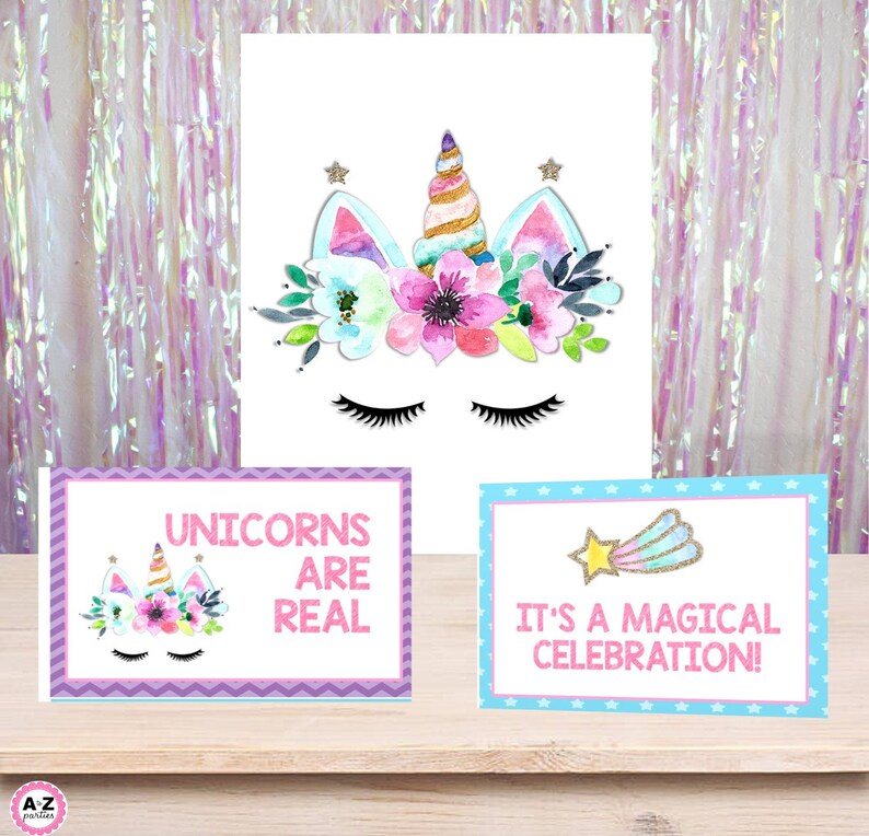 Download Centerpiece Cupcake Topper Unicorn Glitter Party UNICORN PARTY Package Signs Unicorn Party birthday- Unicorn Banner