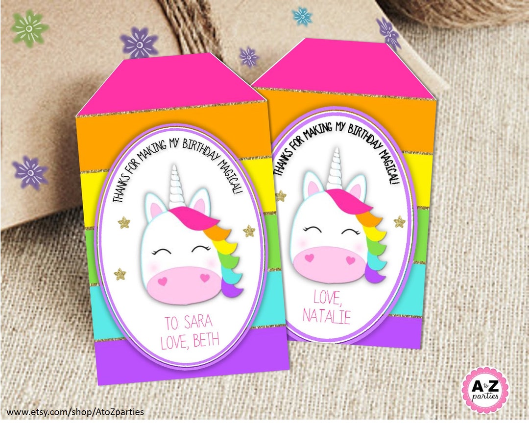 UNICORN Favor or Gift Tags Instant Download Printable - Etsy