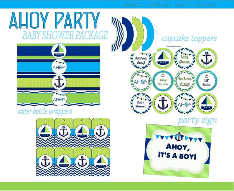 AHOY It's a Boy Baby Shower Printable Instant Download Etsy