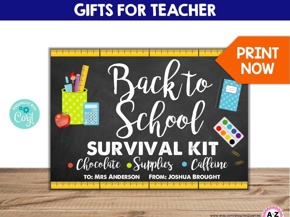 Back to School Teacher Survival Kit Label Editable Back to - Etsy