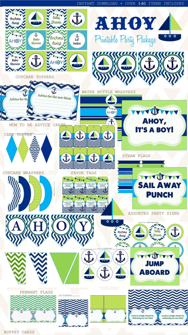 AHOY It's a Boy Baby Shower Printable Instant Download | Etsy