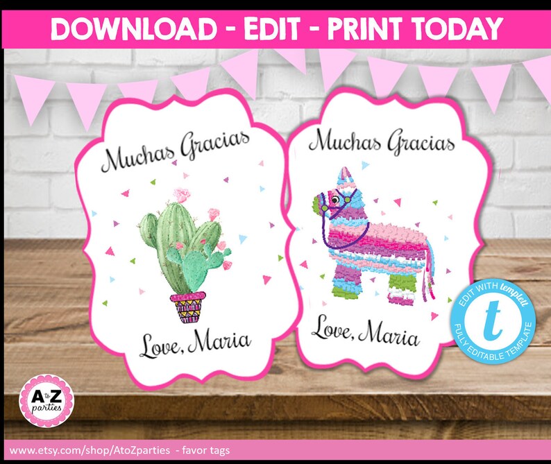 Muchas Gracias Favor Tags Print Today Thank You Mexican - Etsy