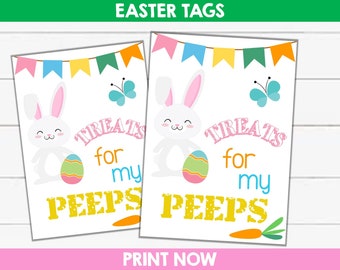 Easter Peeps Printable Tags | Treats For My Peeps Tag | Staff Peeps | Easy Easter Gift | Coworker Gift Tag | Friend Neighbor Treat Bag Tags