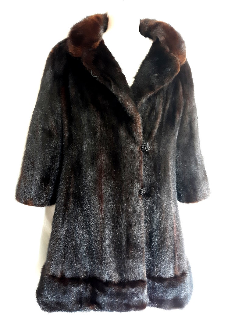 Vintage Black Real Fur Coat Sheared Beaver Fur Trim Band | Etsy