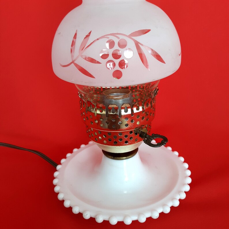 VTG Small Electric Lamp Hobnail White Hard Plastic Footed Etsy