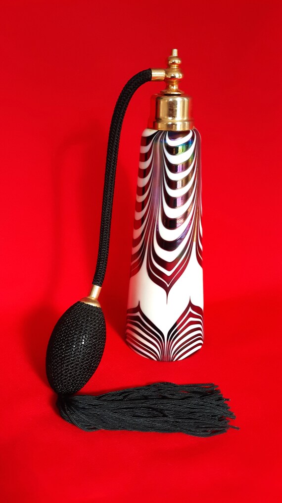 Art Glass Perfume Atomizer Golden Crown Gold Crown E&R Art Glass Crystal Swirl