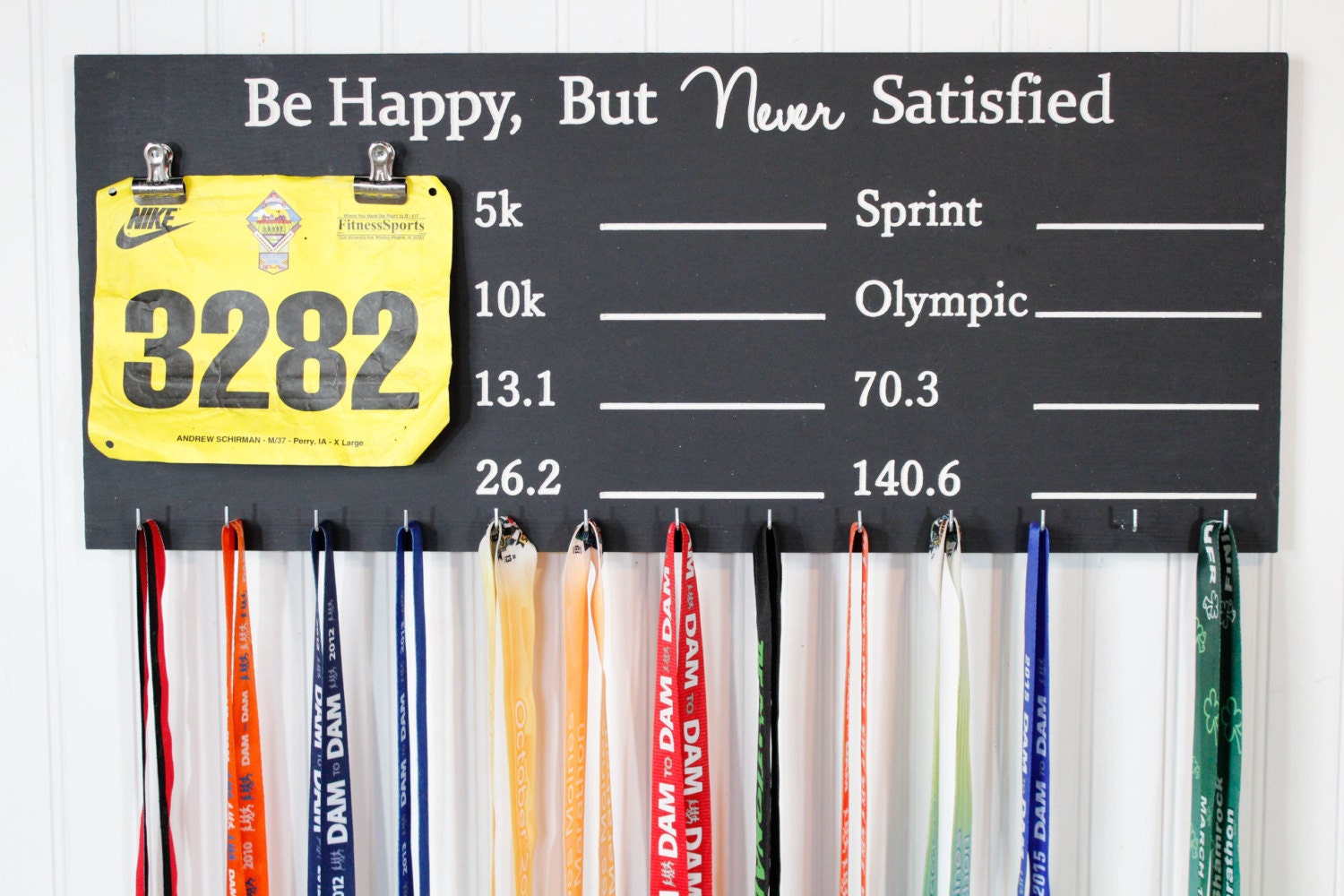 Running Medal and Triathlon Medal Display Chalkboard PR