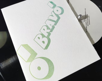 Bravo ***Carte de vœux letterpress *** Impression typographique artisanale (composition mobile) ***