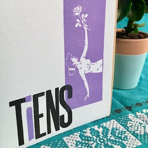 Tiens ***Carte de vœux letterpress *** Impression typographique artisanale (composition mobile) ***