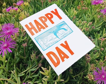 Carte de vœux letterpress "Happy Bird Day"   |   Impression typographique artisanale (composition mobile)   |   Papier de coton