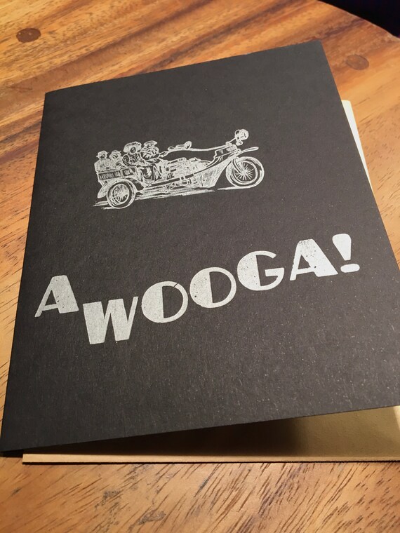 Awooga, Carte De Vœux Avec Enveloppe, Papier Noir, Impression Entièrement  Typographique 