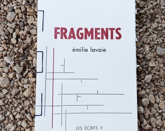 Fragments, livre de poésie, impression entièrement typographique, texte composé à la main, 9 linogravures originales