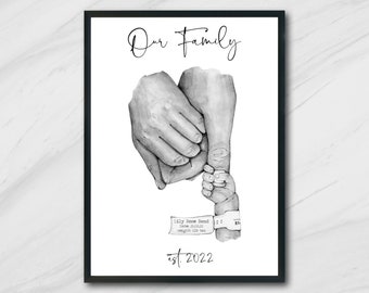Personalised new baby print | Our family print | Personalised family picture | Personalised Wall Art | New baby gift | Newborn Present |