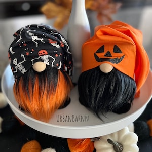 Jack-O&#39;-Lantern Gnome Boo Halloween Gnome Collection, Halloween Slouchy Hat Gnomes, Tier Tray Gnomes, Boo, Spooky, EEK, Witches Gnomes