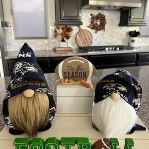 Baltimore Ravens Football Gnome, San Francisco 49ers Gnomes, NFL Football Gnome,  Kansas City Gnomes, Raiders Gnome, Dallas Cowboys