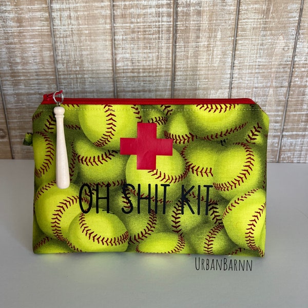 SOFTBALL Pouch, Sports First Aid Kit Bag, Make Up Bag, Pouch, First Aid Kit For Moms, Purse First Aid Kit, Ouch Pouch, Oh Shit Kit