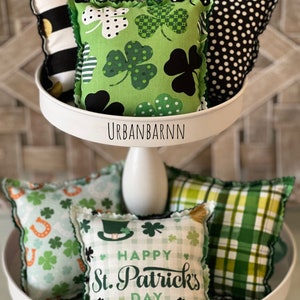 St Patrick’s Day Mini Pillows, Stuffed Fabric Shamrock Mini Pillows, Tiered Tray Décor, Shamrock pillow, St Patrick’s Day Décor