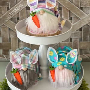Easter Bunny Gnome, Farmhouse Easter Spring Decor, Tiered Tray Gnomes, Easter Gnome Tray Decorations, Easter Gift Decor