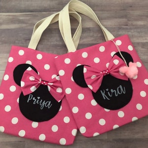 Minnie Mouse Tote Bag, Minnie Mouse Tote, Minnie Mouse Purse, Minnie Mouse Gift, MInnie Mouse handbag, Minnie Mouse Birthday, Personalize
