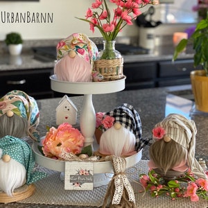 Spring Floral Gnome Collection, Spring Tiered Tray Gnomes, Buffalo Plaid Spring Gnomes, Pink and Teal Spring Gnomes, Summer Gnomes