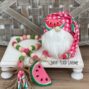 Watermelon PLAID Gnome, Watermelon Tiered Tray Decor, Watermelon Wood Bead Garland,  Kitchen Tray Decor, Watermelon Slouchy Hat