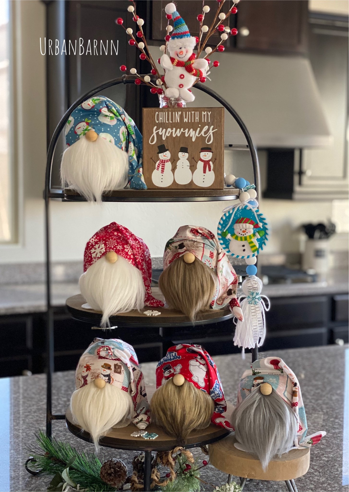 Snowman Gnome Collection, Christmas Gnomes, Tiered Tray Gnomes, White Winter Gnomes, Snowman Decor, Snowflake Gnome, Christmas Tier Tray
