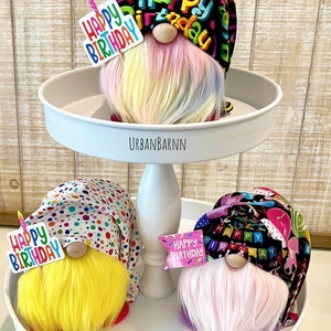 Happy Birthday Gnomes, Donut Gnome, Birthday Tier Tray Decor