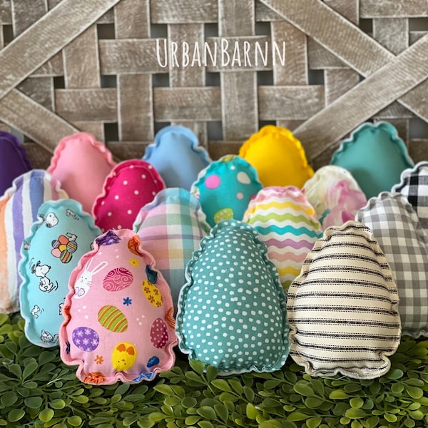 Easter Fabric Eggs, Stuffed Fabric  Mini Egg Pillows, Easter Tiered Tray Décor, Easter Eggs Pillows, Easter Day Décor, Bunny