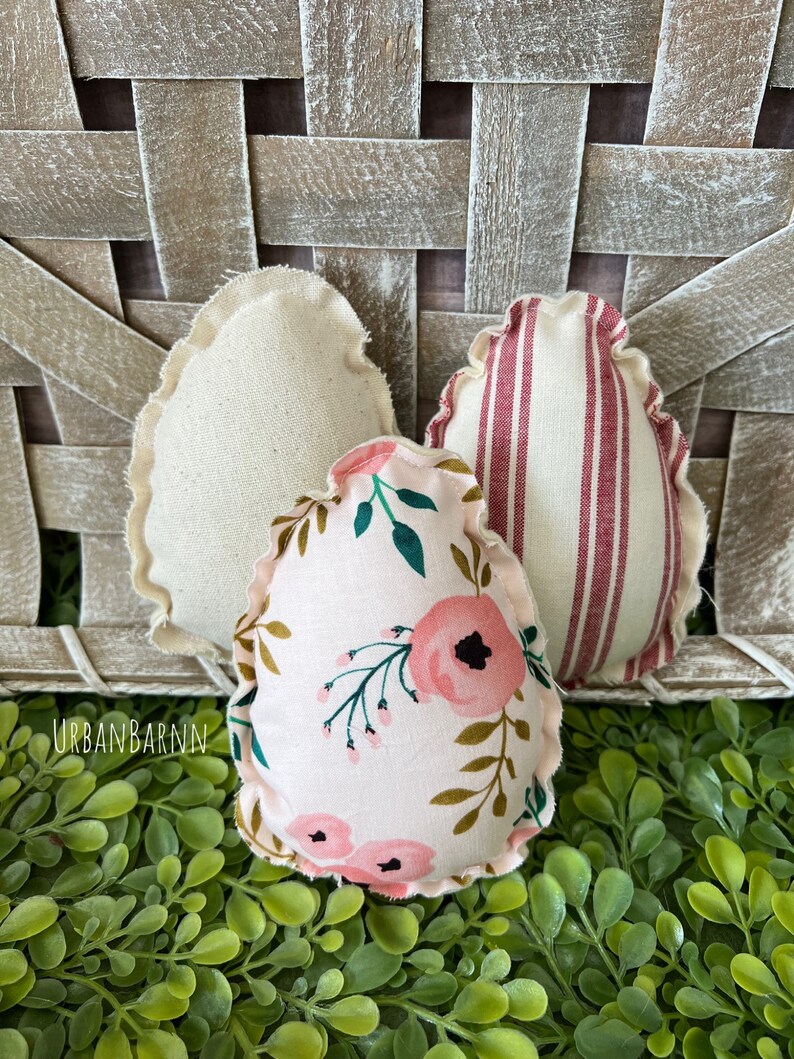Farmhouse Easter Fabric Eggs Stuffed Fabric Mini Egg Pillows Etsy