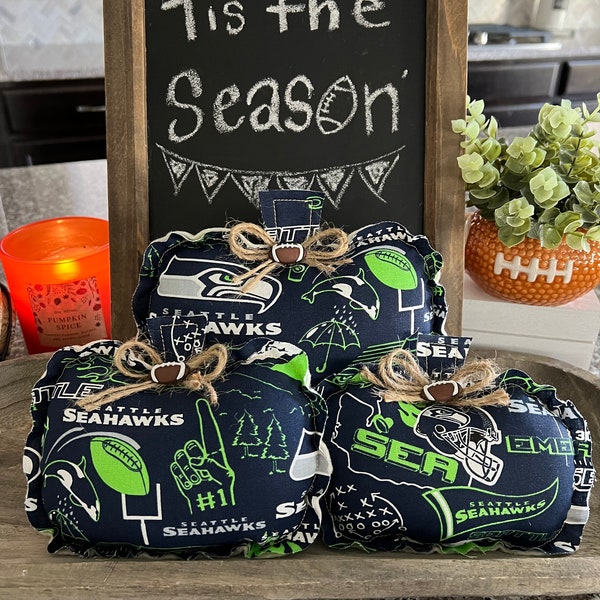 Seattle Seahawks Fabric Pumpkins, NFL Pumpkin Pillows, Football Fabric Pumpkins,Football Pumpkins, Dallas Cowboys Fabric Pumpkins