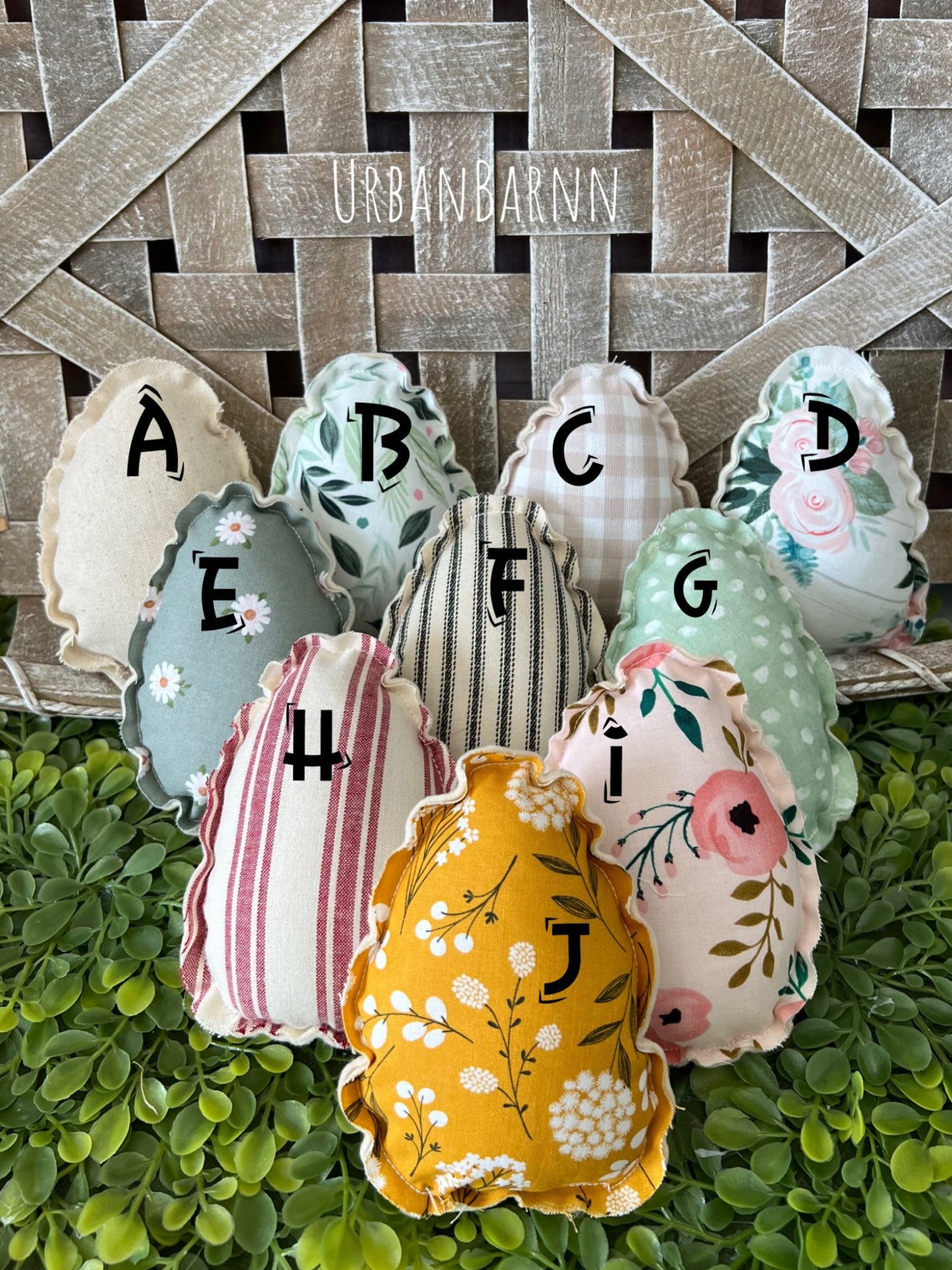 Farmhouse Easter Fabric Eggs Stuffed Fabric Mini Egg Pillows Etsy