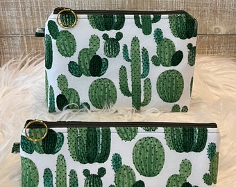 Cacti Plants Accessory Pouch - Cactus Succulent Pattern Makeup Bag - Succulent Pencil Case - Succulent Zipper Bag -  Makeup Bag