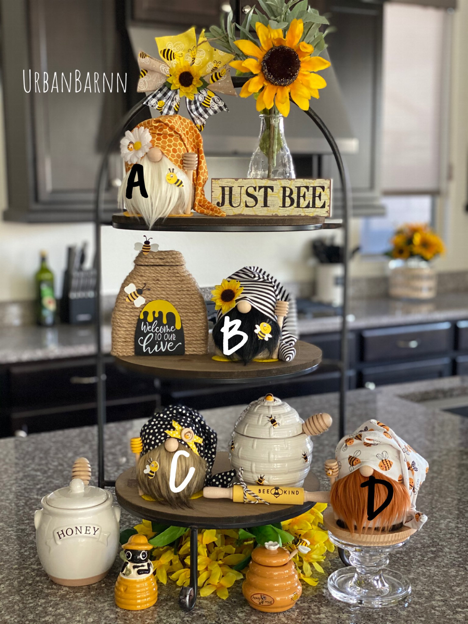  14 Piece Bee Tiered Tray Decor Set Farmhouse Farm Tiered Tray  Decor Bee Wood Signs Sunflower Rustic Trays Decor for Summer Home Kitchen  Table Decor : Home & Kitchen