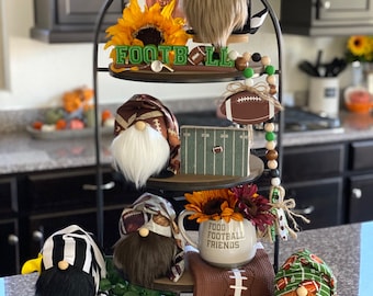 Gnomos de fútbol, árbitro, decoración de bandeja escalonada de fútbol, decoración de jugador de fútbol de otoño, gnomo deportivo, regalo de fútbol, relleno de media
