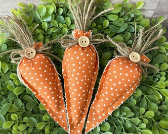 Farmhouse Orange Fabric Carrots I Set of 3 Carrots I Easter Décor I  Easter Tier Tray I Neutral Farmhouse Carrots I Handmade Fabric Carrots